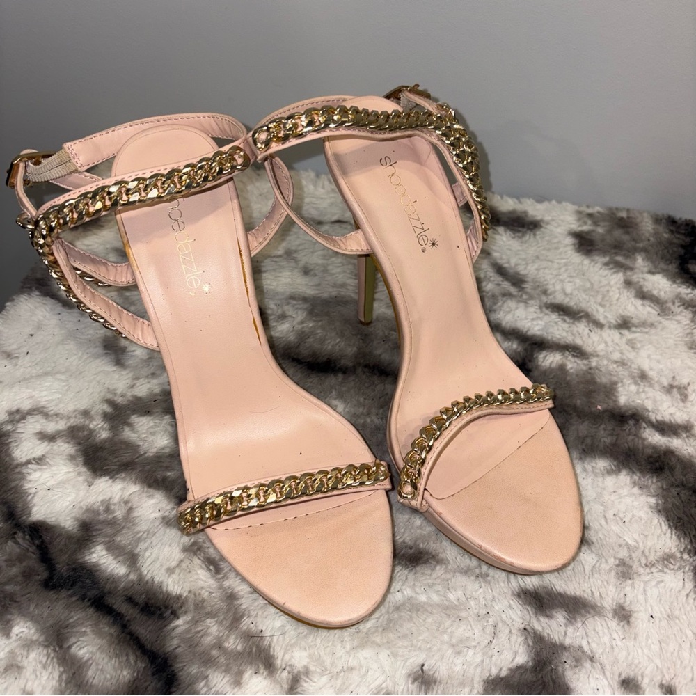 Shoe Dazzle Pink and Gold Women's Heels